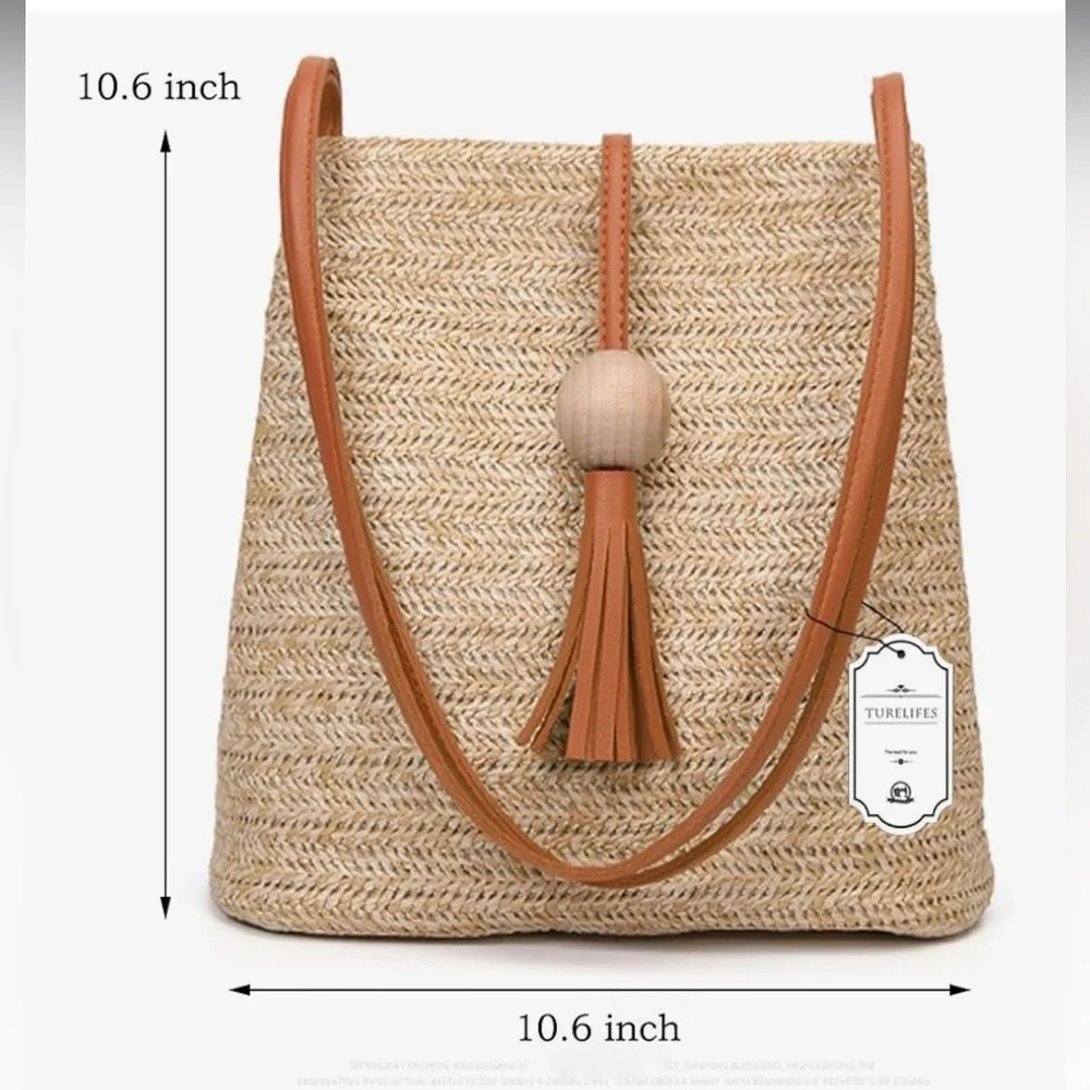 🆕 Round Summer Straw Bag Big Weave Handbags Beach Shoulder Bags